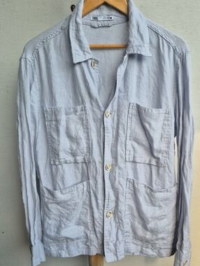 ZARA- LINEN BUTTON UP